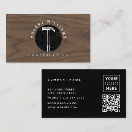 Cartão De Visita Código QR de Madeira de Construção Logotipo Empres
