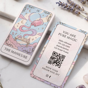 Cartão De Visita Código QR de Manicure Rosa Celestial