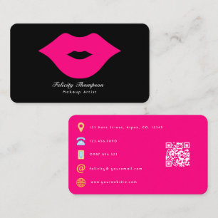 Cartão De Visita Código QR de Maquiador Glam Chic