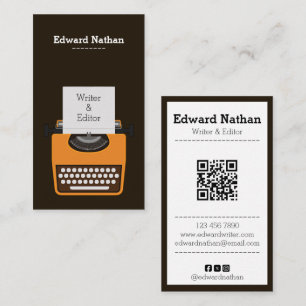 Cartão De Visita Código QR de máquina de escrever profissional retr