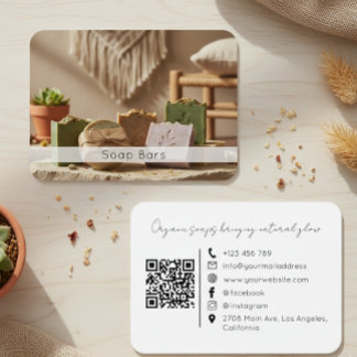 Cartão De Visita Código QR de Marca de Sabonete Orgânico Minimalist