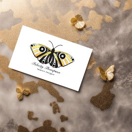 Cartão De Visita Código QR de Mariposas Douradas Celestiais Mística