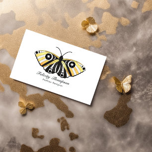 Cartão De Visita Código QR de Mariposas Douradas Celestiais Mística