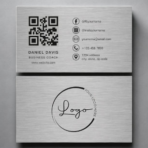 Cartão De Visita Código QR de Metal para Coach de Negócios