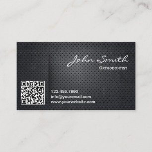 Cartão De Visita Código QR de metal preto ortodontista