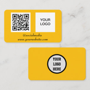 Cartão De Visita Código QR de mídia social Amarelo Profissional Mod