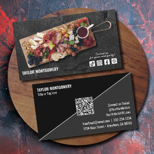 Cartão De Visita Código QR de Mídia Social de Catering