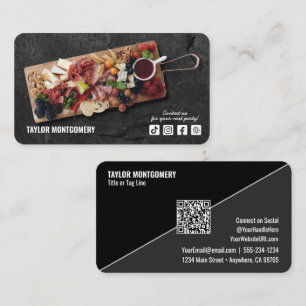 Cartão De Visita Código QR de Mídia Social de Catering