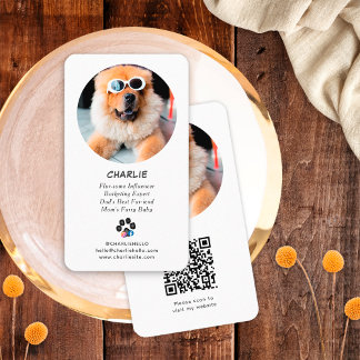 Cartão De Visita Código QR de mídia social de foto de cachorro pret