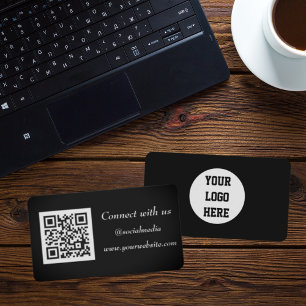 Cartão De Visita Código QR de mídia social digitalizável Black Prof