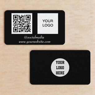 Cartão De Visita Código QR de mídia social digitalizável Black Prof