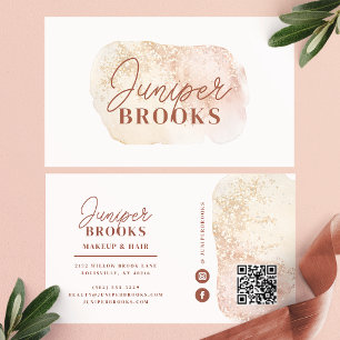 Cartão De Visita Código QR de Mídia Social em Glitter Rosa Empoeira