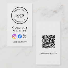 Cartão De Visita código QR de mídia social empresarial site Logotip