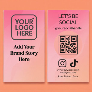 Cartão De Visita Código QR de Mídia Social Let's Connect