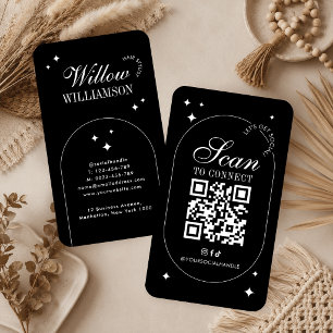 Cartão De Visita Código QR de Mídia Social Logotipo de Roteiro Vint