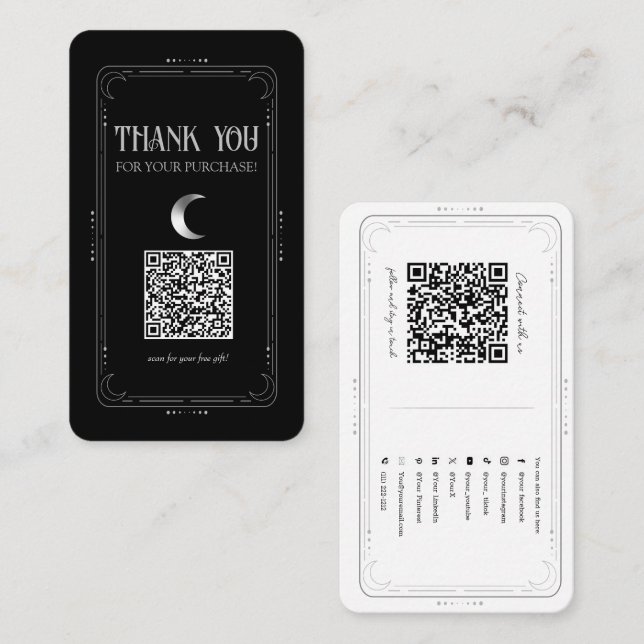 Cartão De Visita Código QR de Mídia Social Mística Oculta Lua Prate (Frente/Verso)