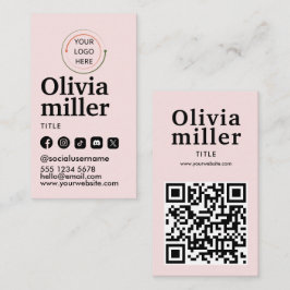 Cartão De Visita Código QR de Mídia Social Moderna | Retrato Minima
