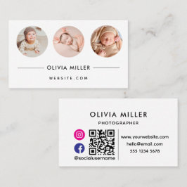 Cartão De Visita Código QR de Mídia Social Moderna | Retrato Minima