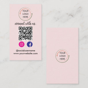 Cartão De Visita Código QR de Mídia Social Moderna   Retrato Minima
