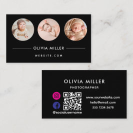 Cartão De Visita Código QR de Mídia Social Moderna | Retrato Minima