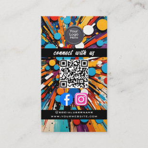 Cartão De Visita Código QR de Mídia Social Moderno Pro Minimalista