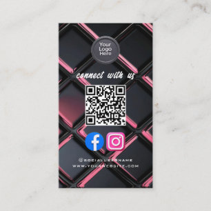 Cartão De Visita Código QR de Mídia Social Moderno Pro Minimalista