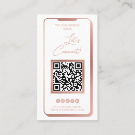 Cartão De Visita Código QR de Mídia Social Moderno Rosa Feminina