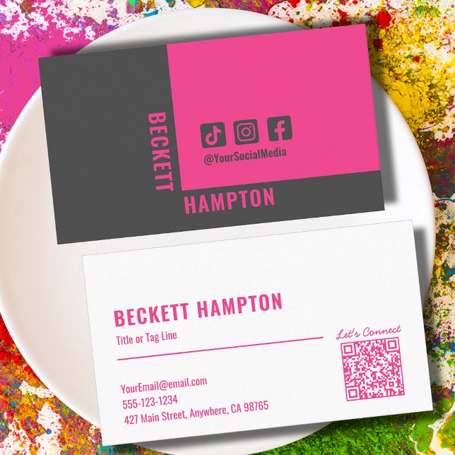 Cartão De Visita Código QR de mídia social simples (Criador carregado)