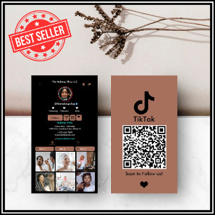 Cartão De Visita Código QR de Mídia Social Terracotta TikTok Modern