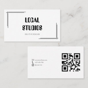 Cartão De Visita Código QR de Moldura de Canto Minimalista Moderno
