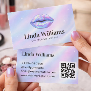 Cartão De Visita Código QR de Negócios de Artista de Lip Blush Lábi
