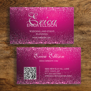 Cartão De Visita Código QR de Negócios Profissional Elegante Rosa P