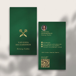 Cartão De Visita Código QR de Notário do Caneta Notário Dourado Ver