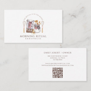 Cartão De Visita Código QR de Padeiro Artesanal de Aquarela de Sobr