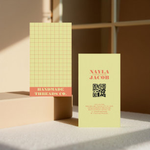Cartão De Visita Código QR de Padrão Verificado do Verde limão Mode