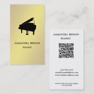 Cartão De Visita Código QR de Pianista Vintage Músico Professor de 