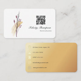 Cartão De Visita Código QR de pinceladas em ouro e ouro rosa