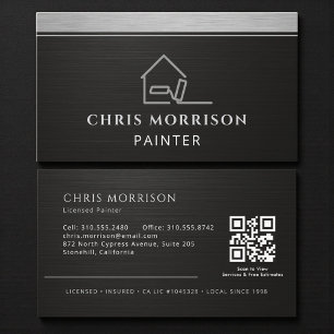 Cartão De Visita Código QR de Pintor Elegante Moderno Profissional