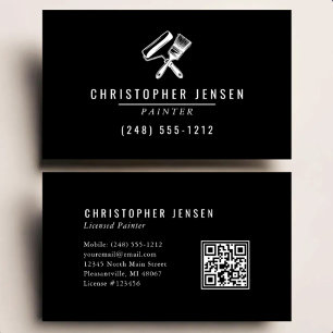 Cartão De Visita Código QR de Pintor Pintura em Preto e Branco