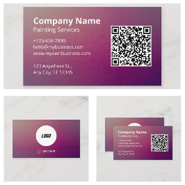 Cartão De Visita Código QR de Pintor Roxo Minimalista