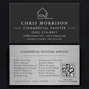 Cartão De Visita Código QR de Pintura Comercial Profissional