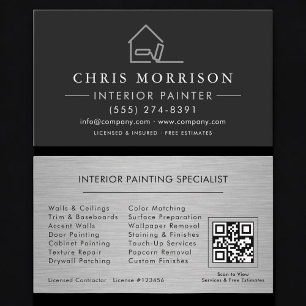 Cartão De Visita Código QR de Pintura Interior Profissional