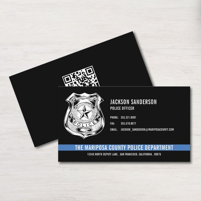 Cartão De Visita Código QR de Polícia do Departamento de Polícia Pe (Custom Police Department Law Enforcement QR Code Business Card)