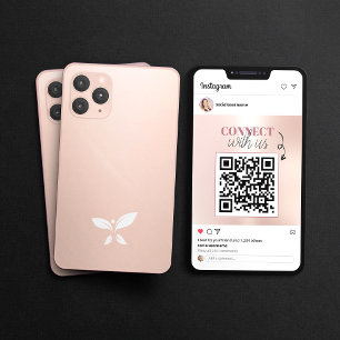 Cartão De Visita Código QR de Postagem Minimalista no Instagram Ros