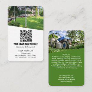 Cartão De Visita Código QR de rede Lawncare vertical 