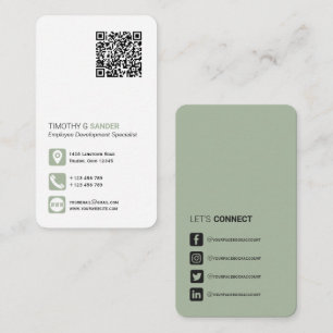 Cartão De Visita Código QR de rede simples mídia social sábio ve