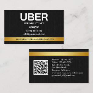 Cartão De Visita Código QR de Referência da Borda Dourada Moderna d