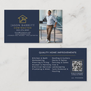 Cartão De Visita Código QR de Remodelação de Contratante de Foto Do