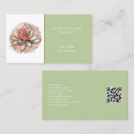 Cartão De Visita Código QR de Reparação de Ioga Suculente do Terapê