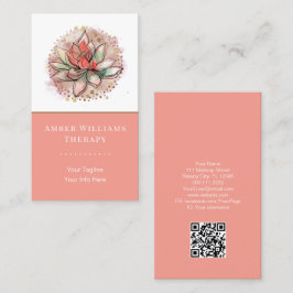 Cartão De Visita Código QR de Reparação de Ioga Suculente do Terapê